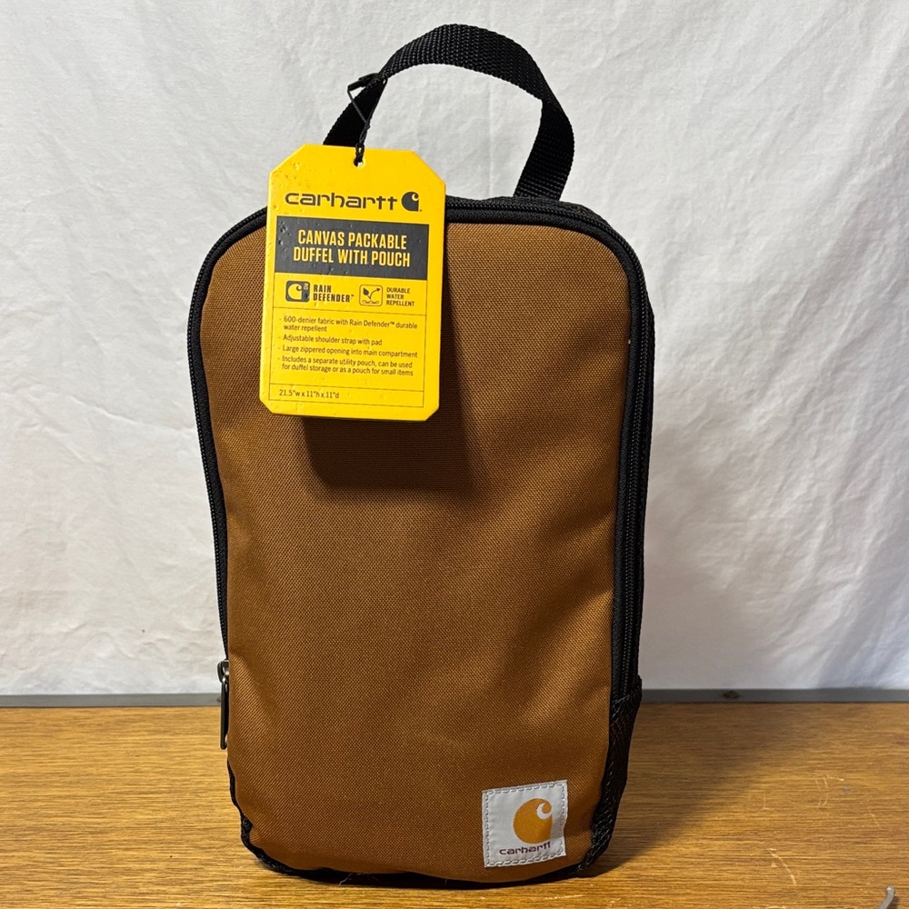 Carhartt Brown Canvas Duffel with Storage Pouch